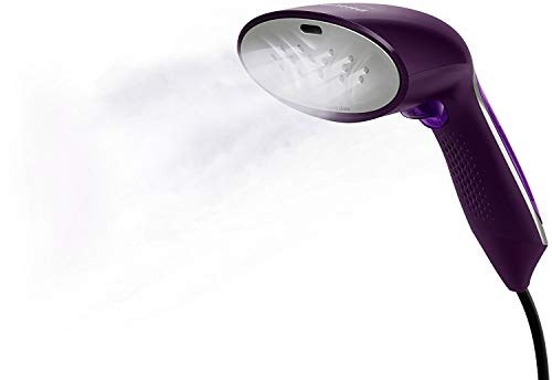 Philips Steam&Go Plancha Vertical Manual GC363/30 Cepillo Vapor de Mano de 1200 W, Elimina Arrugas, Olores y Desinfecta, Deposito de Agua Extraible, Color Morado