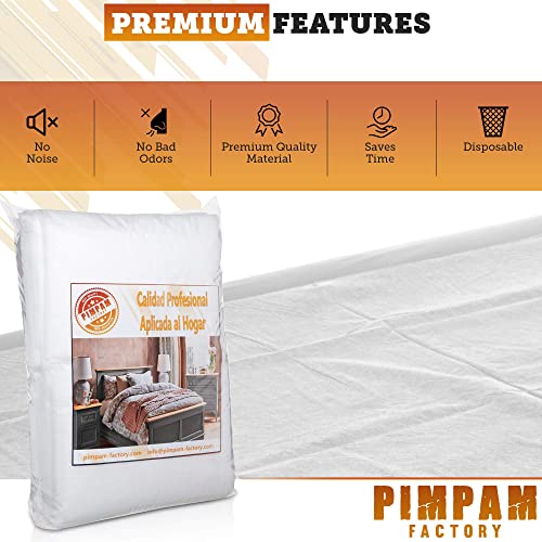 PimPam Factory - Pack de 25 Sábanas de TNT Desechables | Fabricado en España | 80x200cm | Hipoalergénico | Repele Líquidos | No Ajustable | Ideal para Camas y Camillas de Masaje | 100% Reciclables