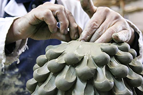 Piñas rojas navideñas de 12 cm de altura + 14 cm de altura de cerámica de Caltagirone hechas a mano, par de piñas sicilianas