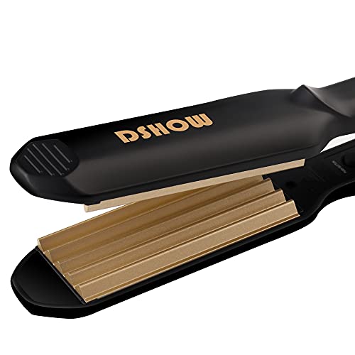 Plancha de crimpar DSHOW Volumizing Crimper con placas de cerámica de titanio Styling Tools for Women Girls (NEGRO)