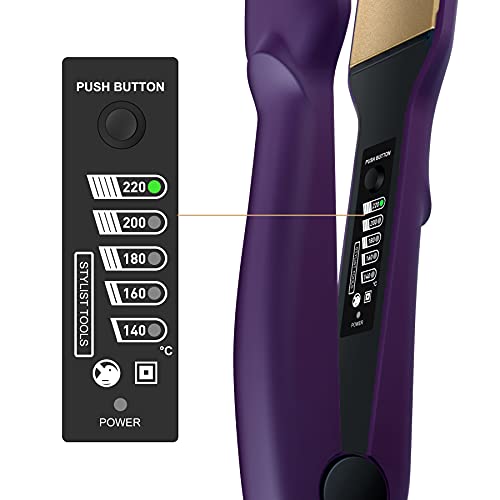 Plancha de pelo DSHOW Tourmaline Ceramic Fast Heating Easy Use Wide Straightening Iron for All Hair Types Birthday for Lady women Mom Wife Her (Morado)