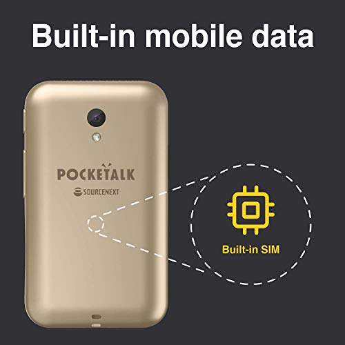 POCKETALK"S" Traductor de voz/camara Dorado - Dispositivo portátil de traducción bidireccional - Datos moviles incorporados (eSIM)