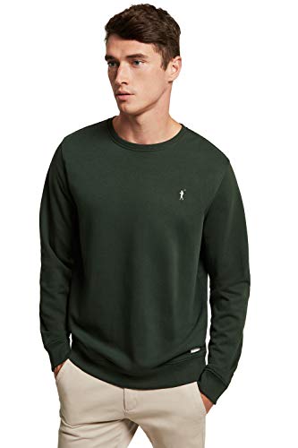 POLO CLUB Sudadera Orgánica Verde Bosque con Cuello Redondo para Hombre