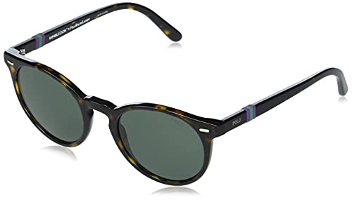 Polo Ralph Lauren PH4151 - Gafas de sol redondas para hombre, color verde y oscuro brillante, 50 mm