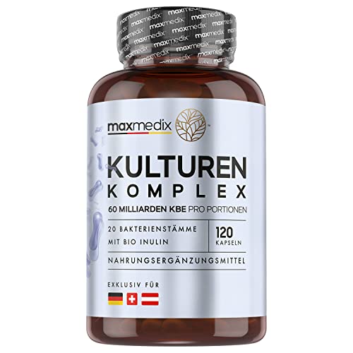 Probióticos y Prebóiticos Intestinales con 60 Mil Millones de UFC - 120 Cápsulas Veganas con 20 Cepas Bacterianas (Lactobacillus, Bifidobacterium) Para la Flora Intestinal, Suministro Para 2 Meses