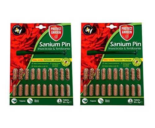 PROTECT HOME Pack de 2 Prontect Home-Sanium Pin insecticida sistémico con Fertilizante y micronutrientes, Tratamiento Combinado, 20 Pastillas, Verde (11092)