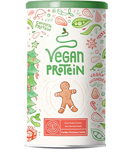 Proteína Vegana - GALLETA NAVIDEÑAS DE VAINILLA - Proteinas vegetal de soja, arroz, guisantes, semillas de lino, amaranto, semillas de girasol y semillas de calabaza germinadas - 600 g en polvo…