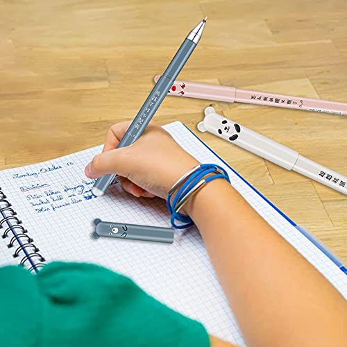 QAQHZW 8pcs Bolígrafo borrable neutro de dibujos animados lindo,Boligrafos Borrables y 30 recambios de bolígrafo, Tinta termosensible- para niños, estudiantes y adultos (azul,negro)