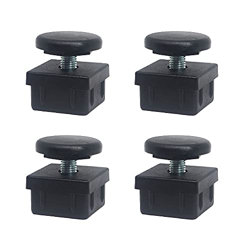 QUICKWARE Pack 4 x Patas Regulables para Tubo (40x40mm) en Poliamida Negra | Elevación Máx (35mm) | Incluye Nivelador + Cantonera | Ideal Hostelería