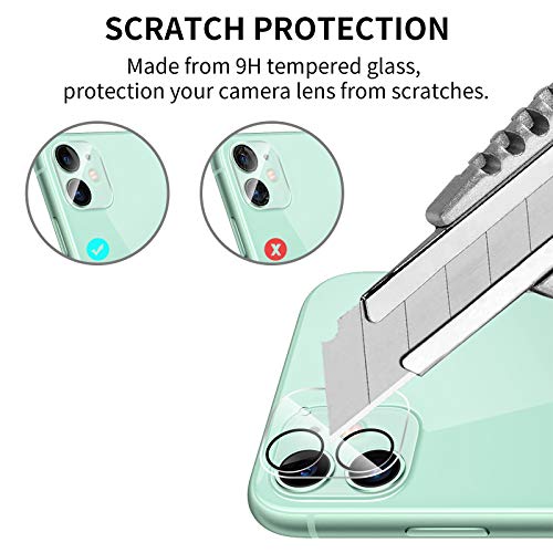 QULLOO Cámara Trasera Lente para iPhone 11, Protector Cámara [Alta definición] [9H de Dureza] Cristal Templado para iPhone 11