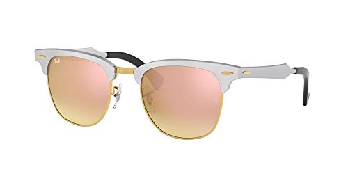 Ray-Ban Clubmaster Aluminum Gafas de Sol, Brusched Silver, 51 Unisex-Adulto