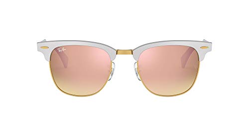 Ray-Ban Clubmaster Aluminum Gafas de Sol, Brusched Silver, 51 Unisex-Adulto