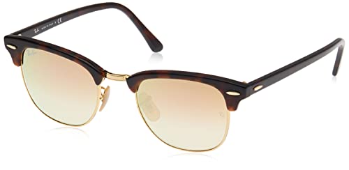 Ray-Ban Clubmaster - Gafas de sol para hombre, Multicolor (Marco: Rojo Havana ,Vidrio: Marrón Transparente 990/7O), 49 milímetros