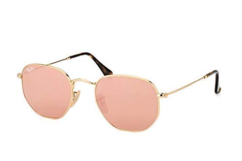 Ray-Ban Lentes planas hexagonales espejo de cobre dorado