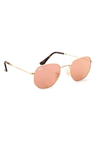 Ray-Ban Lentes planas hexagonales espejo de cobre dorado