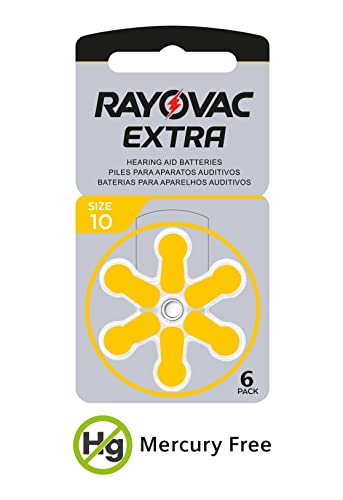 Rayovac Extra Advanced - Pilas de audífono Zinc Aire A10/PR70, pack 10 (60 unidades), color amarillo