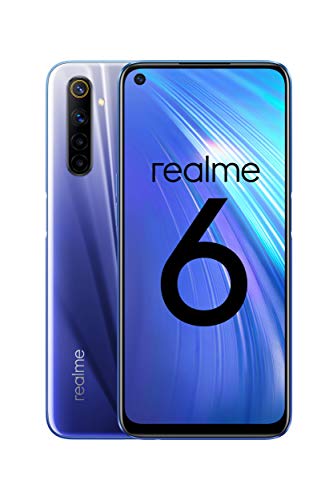 realme 6 – Smartphone de 6.5”, 4 GB RAM + 128 GB ROM, Procesador OctaCore, Cuádruple Cámara AI 64MP, Dual Sim, Color Comet Blue [Versión ES/PT]