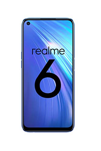 realme 6 – Smartphone de 6.5”, 4 GB RAM + 128 GB ROM, Procesador OctaCore, Cuádruple Cámara AI 64MP, Dual Sim, Color Comet Blue [Versión ES/PT]