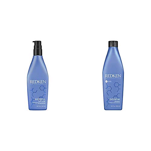 Redken - Tratamiento sin Aclarado Extreme Anti-Snap 240 ml + Champú Extreme 300 ml Fortificante y Reparador para Cabellos Estresados y Dañados