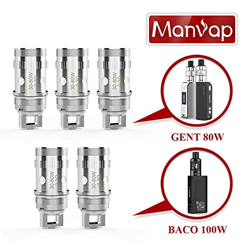 Resistencias Vaper Cigarrillo Electronico, Manvap 80W Gent 5 Piezas Original 0.3 Ohm E Cigarrillo Vape Starter Kit Vaporizador Atomizador, Sin Tabaco,No Nicotina