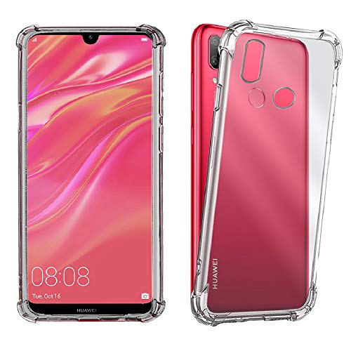 REY Funda Anti-Shock Gel Transparente para Huawei Y7 Prime 2019 / Y7 Pro 2019, Ultra Fina 0,33mm, Esquinas Reforzadas, Silicona TPU de Alta Resistencia y Flexibilidad