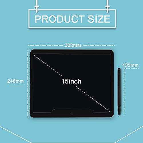 Richgv Tableta de Escritura LCD 15 Pulgadas, Pizarra Digital Talla Grande, Pizarra Electrónica para Dibujar, Tableta gráfica Adecuada para la Escuela, la Oficina, el hogar (Negro)