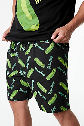 Rick and Morty Pijama Hombre De Pickle Rick, Conjunto Pijamas Corto De Algodon, Regalos Originales, Tallas S, M, L , XL, 2XL Y 3 XL (Negro, M)