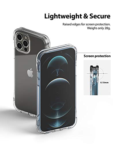 Ringke Fusion Plus Funda Compatible con iPhone 12 y Compatible con iPhone 12 Pro (6,1 Pulgadas), Parachoque TPU Gruesa Adicional, Carcasa Transparente Antigolpes Rigida - Clear