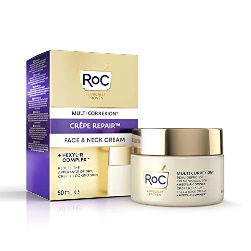 RoC Multi Correxion Crepe Repair Hidratante Facial - Antiarrugas y Antienvejecimiento - Para Pieles Encrespadas, Deshidratadas y Debilitadas - Con Complejo Hexyl-R y Extractos Hidratantes - 50 ml