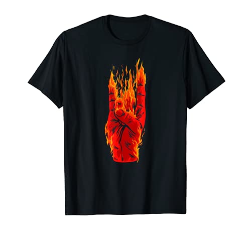 Rock On Fire Zombie Mano Muerte Halloween Horror Monster Camiseta