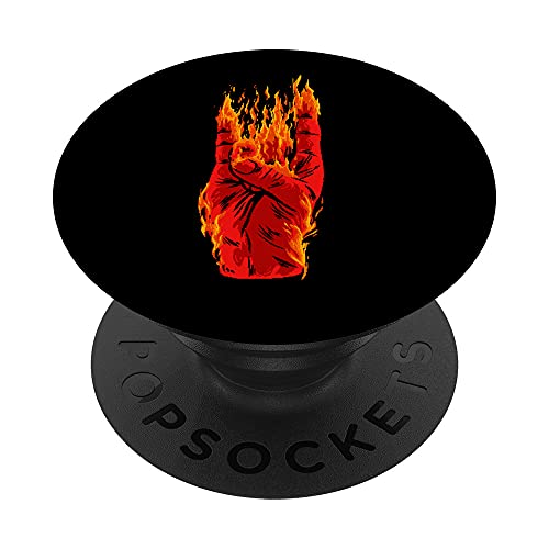 Rock On Fire Zombie Mano Muerte Halloween Horror Monster PopSockets PopGrip Intercambiable