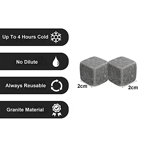 Rpanle Whisky Piedras, 9 Cubitos Piedras de Whisky Hechas de Granito Natural, Cubitos Hielo Reutilizable para Enfriar Su Whisky, Regalo Ideal para Hombres