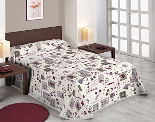 SABANALIA - Colcha Estampada Love (Disponible en Varios tamaños), Cama 135-230 x 280