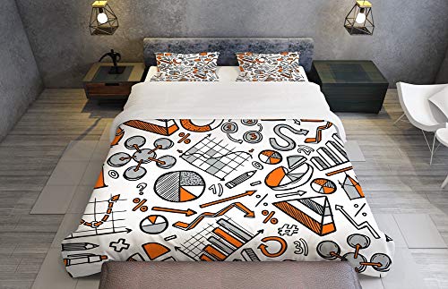 SAIAOS Funda nórdica,Análisis de Datos gráficos de iconosuave Dormitorio de Hotel Lujo Juego de Cama de 3 Piezas con 2 Fundas de Almohada