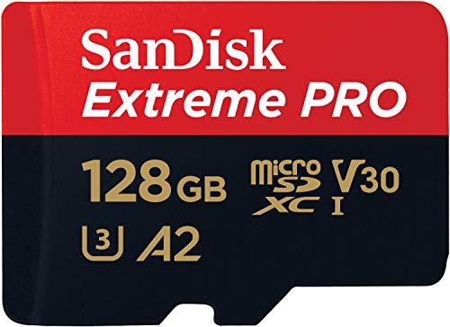 SanDisk Extreme PRO - Tarjeta de memoria microSDXC de 128 GB con adaptador SD, A2, hasta 170 MB/s, Class 10, U3 y V30