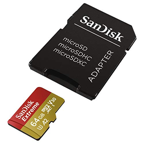 SanDisk Extreme - Tarjeta de memoria microSDXC para cámaras de acción de 64 GB con hasta 160 MB/s, Class 10, U3 y V30