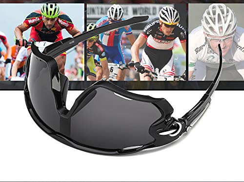 SDYAYFGE Gafas de Sol Deportivas polarizadas Protección UV400 Gafas de Ciclismo con 5 Lentes Intercambiables para Ciclismo, béisbol, Pesca, esquí, Funcionamiento (Negro)