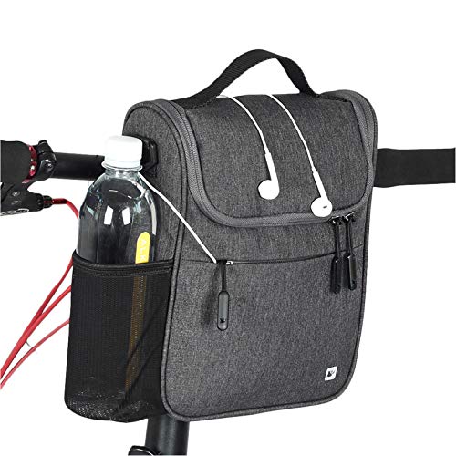 Selighting Impermeable Bolsa de Manillar de Bicicletas de Carretera y de Montaña para Ciclismo, Incluye Correa para el Hombro Extraíble y Cubierta para la Lluvia, Capacidad de 4L (Gris)