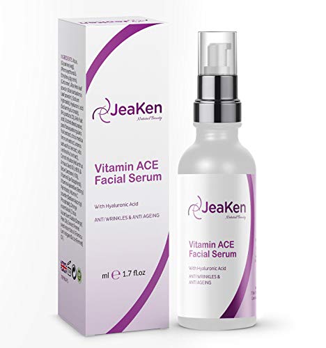 SERUM FACIAL VITAMINA C Y ÁCIDO HIALURÓNICO - Mejor Serum Antiedad Mejorada con Vitaminas A, E - Serum Antimanchas y Antiarrugas - Serum Facial Piel Mixta Hombre y Mujer - Botella Vegano de 50ml