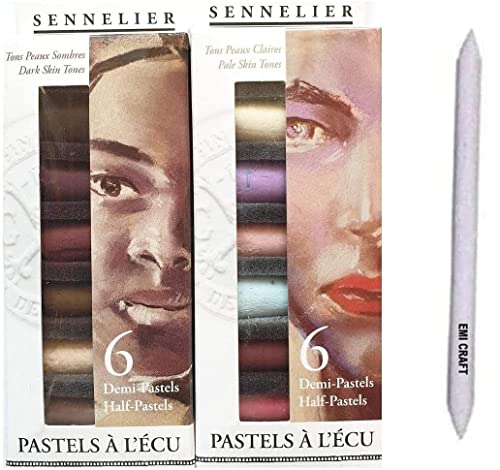 Set Sennelier de 12 medios pasteles secos pasteles. pasteles suaves"pastels à l'écu" - RETRATO (Importación de Francia)