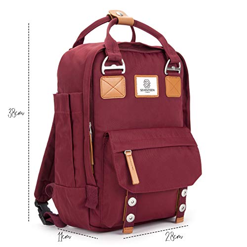 SEVENTEEN LONDON - Mochila 'Camden' Unisex en Rojo de Estilo Moderno y Multifuncional computadora portátil de hasta 13"