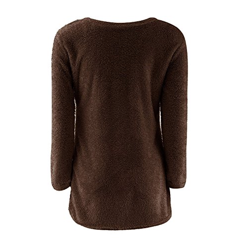 SHOBDW Mujer Suéter para Mujer Cuello Redondo Cárdigan Ocasional Sólido Suelto Otoño Invierno Tops de Manga Larga Cálido Prendas de Punto Jersey Jerséis Blusa Abrigo Vestido(Café,L)