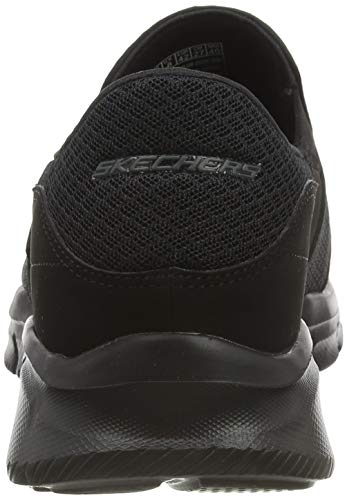 Skechers Equalizer-Persistent, Zapatillas sin Cordones Hombre, Negro BBK Black Mesh Duraleather Trim, 45 EU