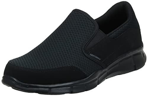 Skechers Equalizer-Persistent, Zapatillas sin Cordones Hombre, Negro BBK Black Mesh Duraleather Trim, 45 EU