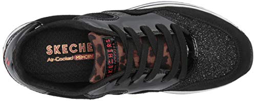 Skechers womens Skecher Street Women's St.racer - Roaring Racer Sneaker, Black/Leopard, 7.5 US