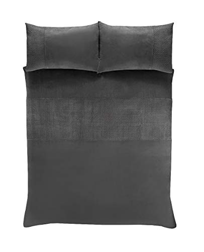 Sleepdown Pinsonic - Juego de Funda de edredón con Fundas de Almohada (220 x 230 cm), diseño geométrico de Terciopelo Gris