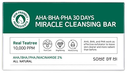 Some By Mi - AHA BHA PHA 30 Days Miracle Cleansing Bar, Pastilla de Jabón Antiacné, 106gr