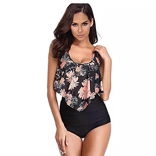 Sonze Talle Alto Retro Sexy Traje De Baño,Tankinis Mujer Bikini Playa Beachwear,Traje de baño Sexy de Cintura Alta, Bikini con loción Estampada-A_L