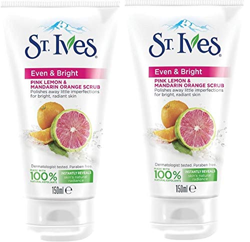 St. Ives Even & Bright Pink Lemon & Orange Scrub, 150 ml, paquete de 2