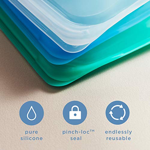 Stasher STSUC02 100% silicona de grado alimenticio reutilizable de almacenamiento, Aqua (Stand-Up Mini) | Bolsa de almuerzo sin plástico | Cocina, tienda, Sous Vide, o congelar | a prueba de fugas